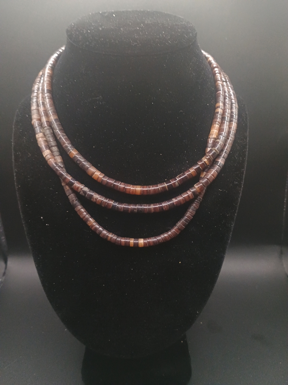 Handcrafted Brown Shell Heishi Bead Layered Necklace